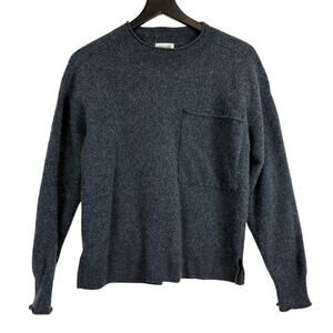 Open Edit Wool Cashmere Pocket Boxy Sweater Gray Womens - L